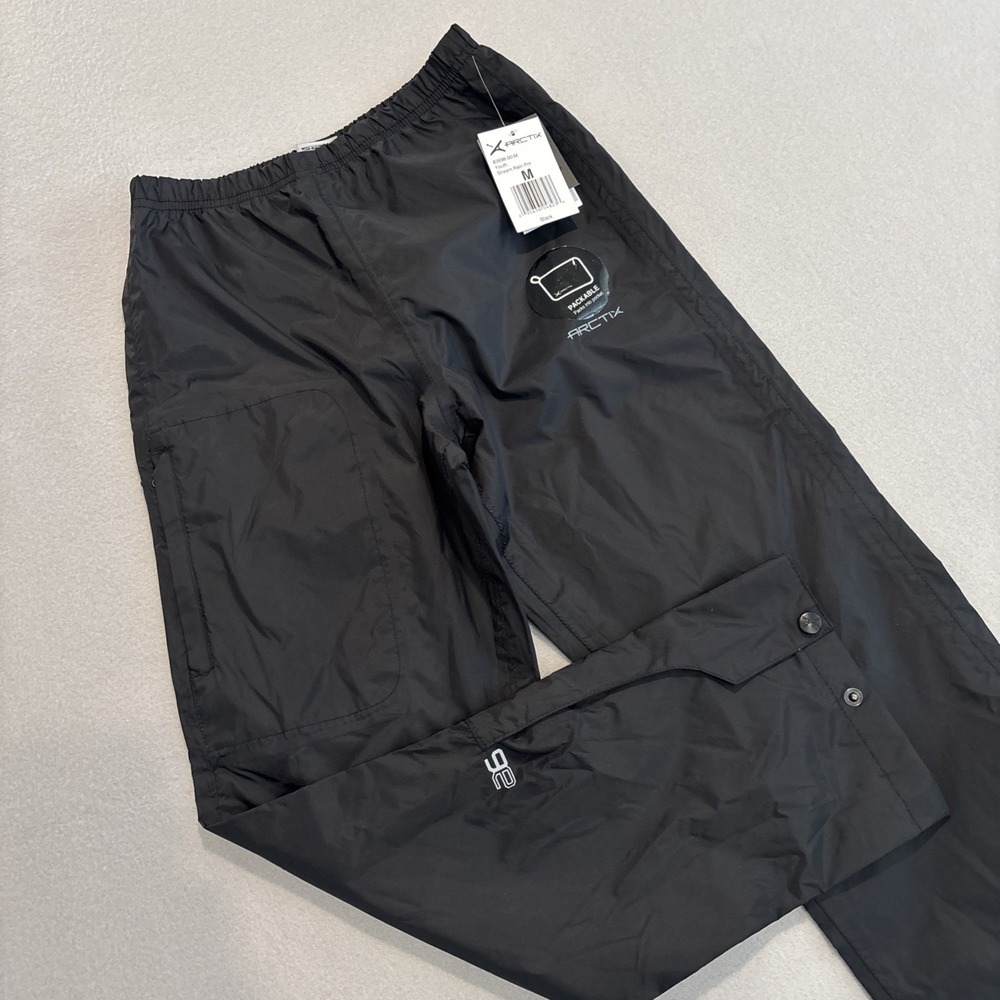 NWT Arctix MEDIUM BLACK Youth‎ Steam Rain Pants - Folds Into Pocket FAST SHIP